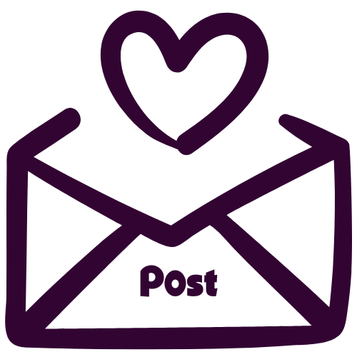 Briefumschlag mit Herz und dem Wort Post – Illustration für Newsletter